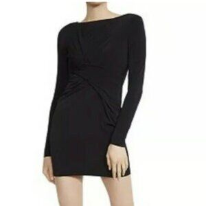 BAILEY44 Petite Clandestine Draped black long sleeve mini dress MEDIUM